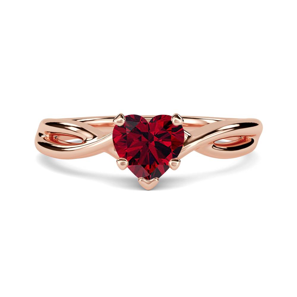 Classic Heart Ruby Solitaire Ring Image