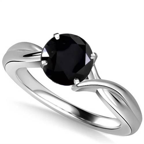 Round Black Diamond Solitaire Ring P