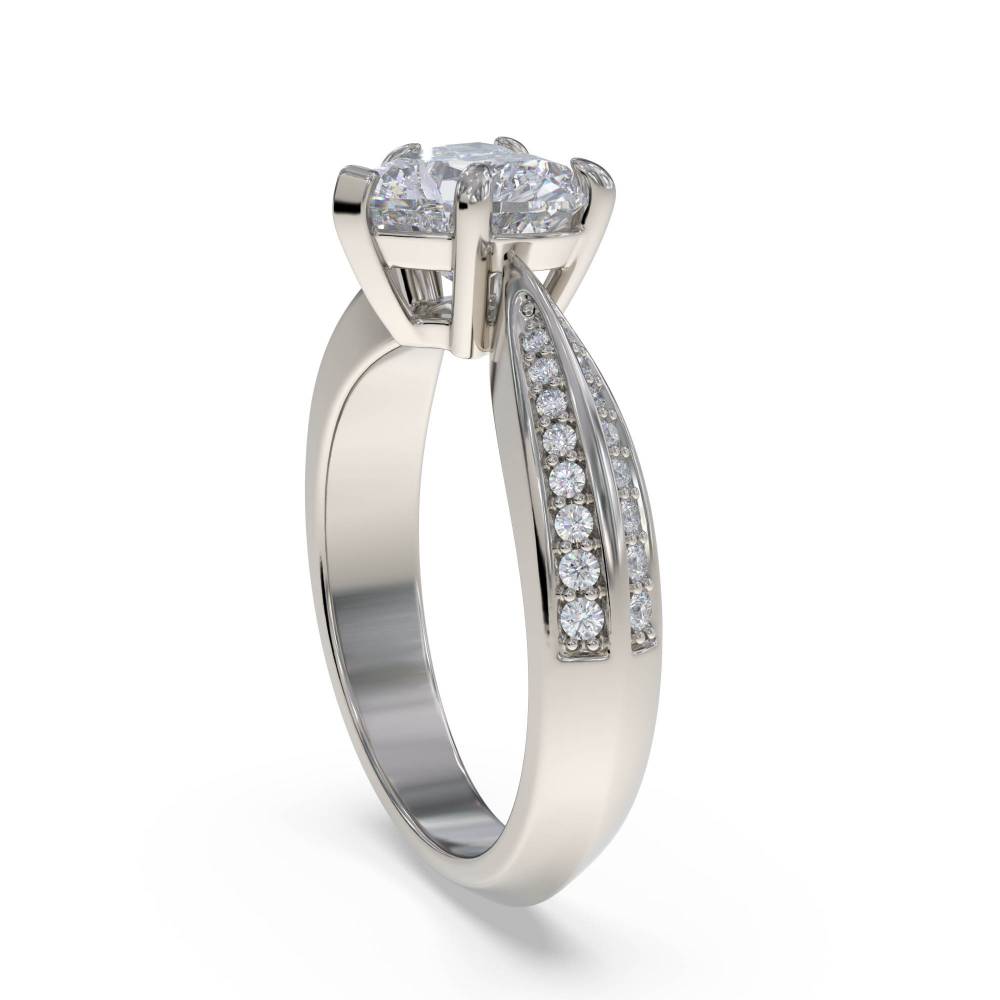 Heart & Round Diamond Engagement Ring set in Platinum