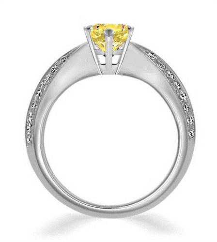 Yellow Heart Shaped Diamond Shoulder Set Ring P