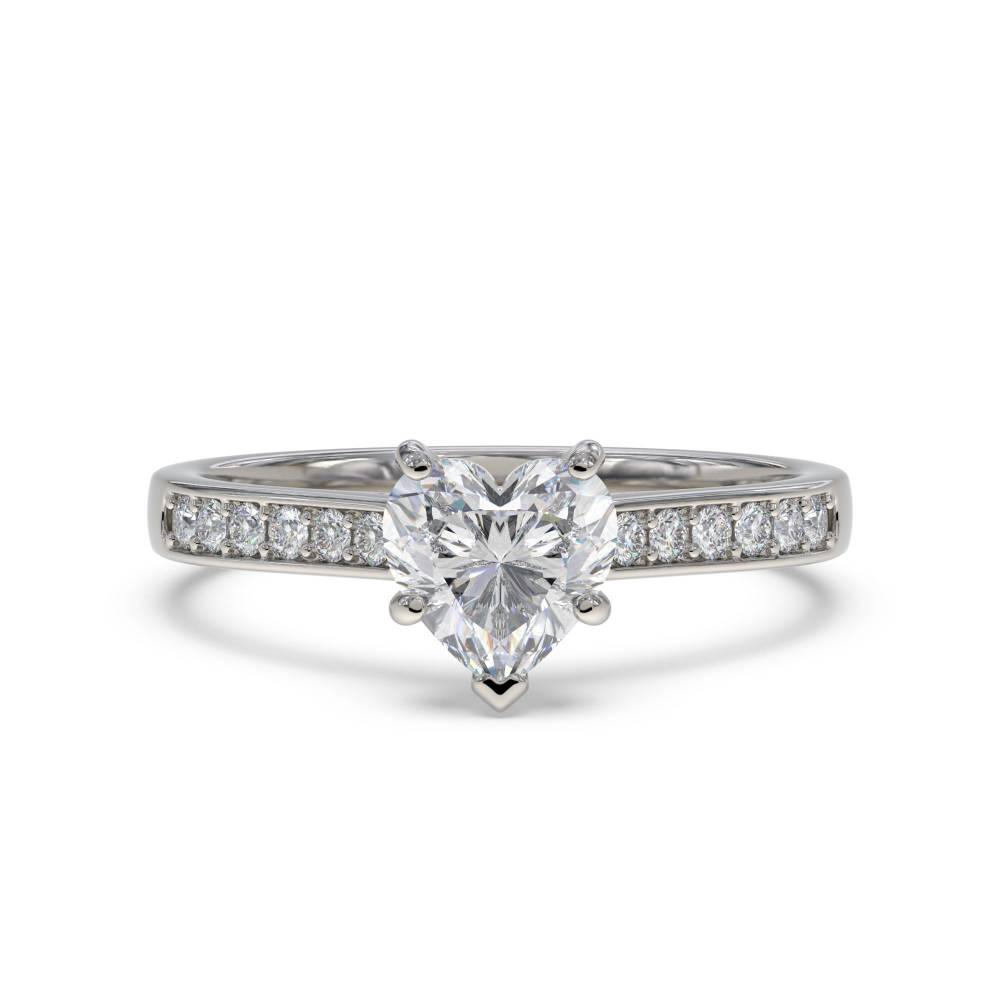 Heart Diamond Shoulder Set Ring set in Platinum