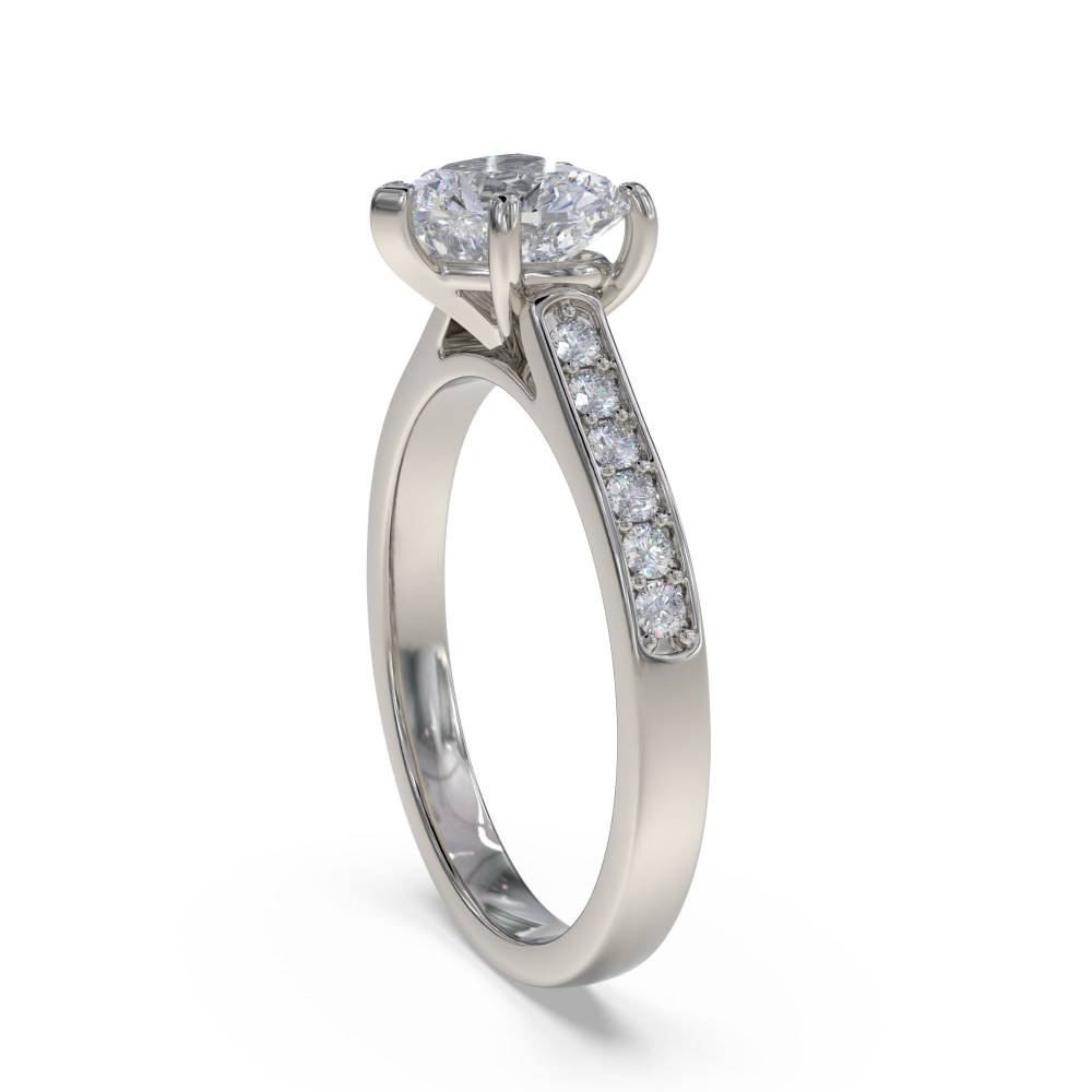 Heart Diamond Shoulder Set Ring set in Platinum