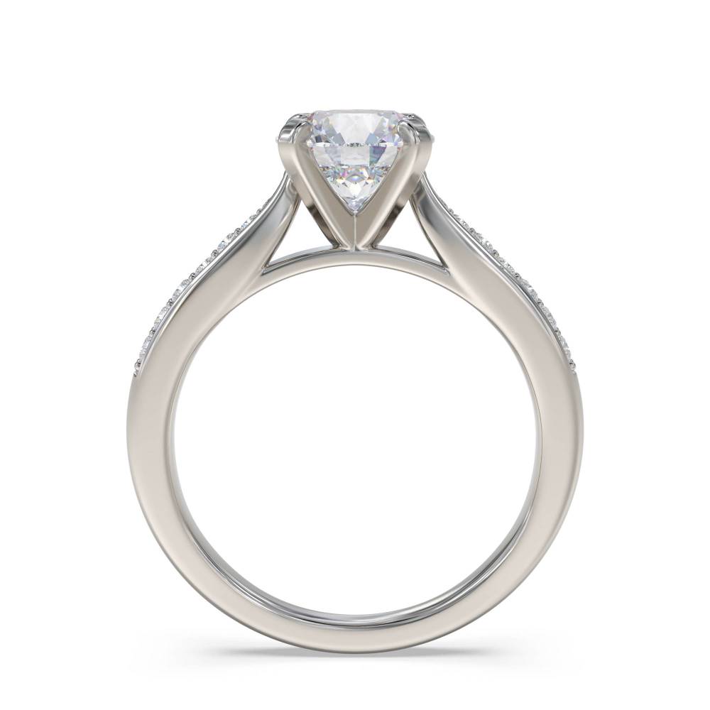 Round Diamond Shoulder Set Ring set in Platinum