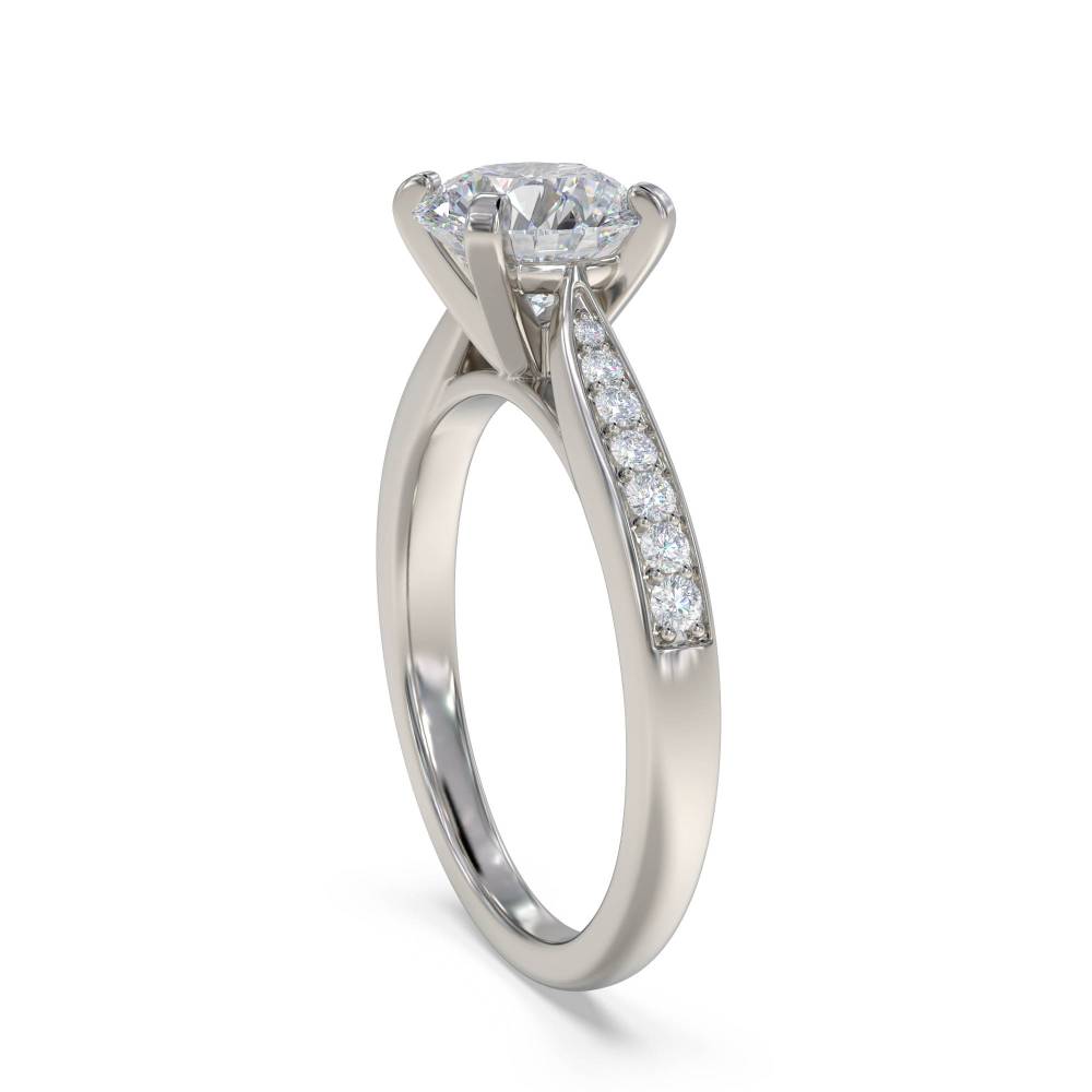 Round Diamond Shoulder Set Ring set in Platinum