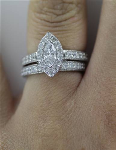 Marquise Shoulder Set Ring With Matching Band P