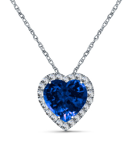 Heart Shaped Blue Sapphire & Diamond Pendant P