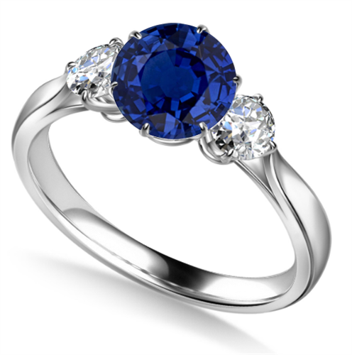 Elegant Blue Sapphire & Diamond Trilogy Ring Image