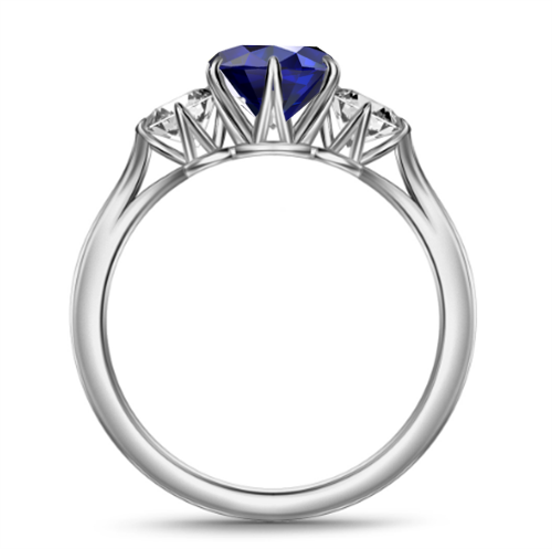 Elegant Blue Sapphire & Diamond Trilogy Ring Image
