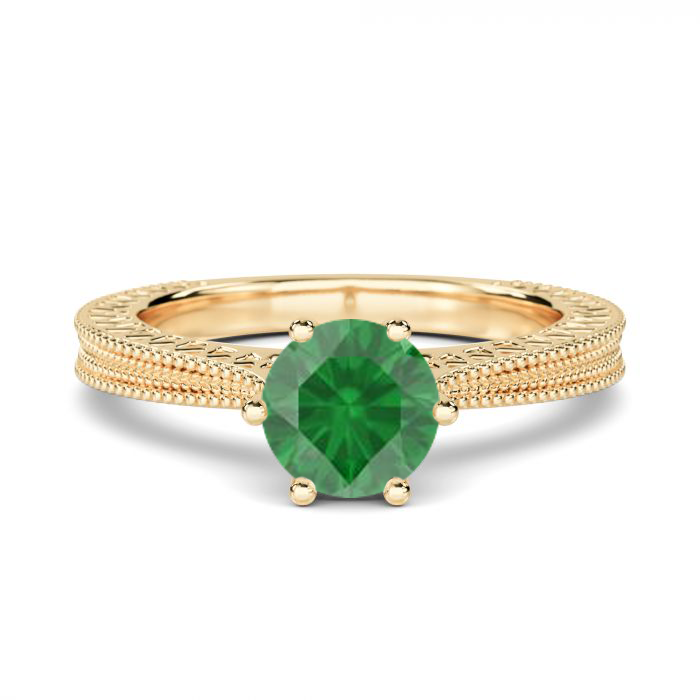Vintage Emerald Diamond Solitaire Ring Image