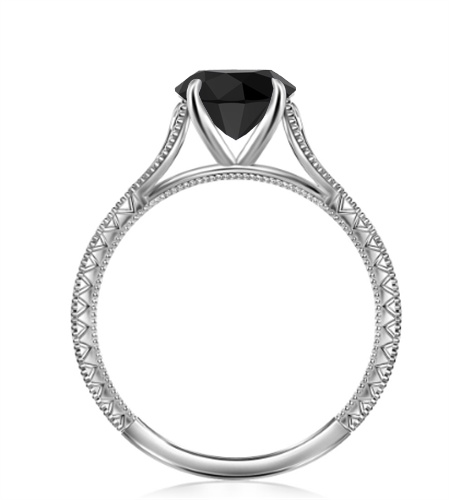 Round Black Diamond Solitaire Ring P