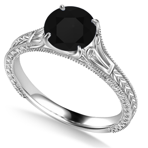 Round Black Diamond Solitaire Ring P