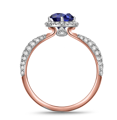 Round Blue Sapphire & Diamond Ring Image