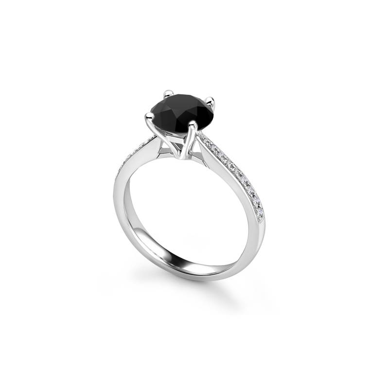 Black Diamond Shoulder Set Ring P