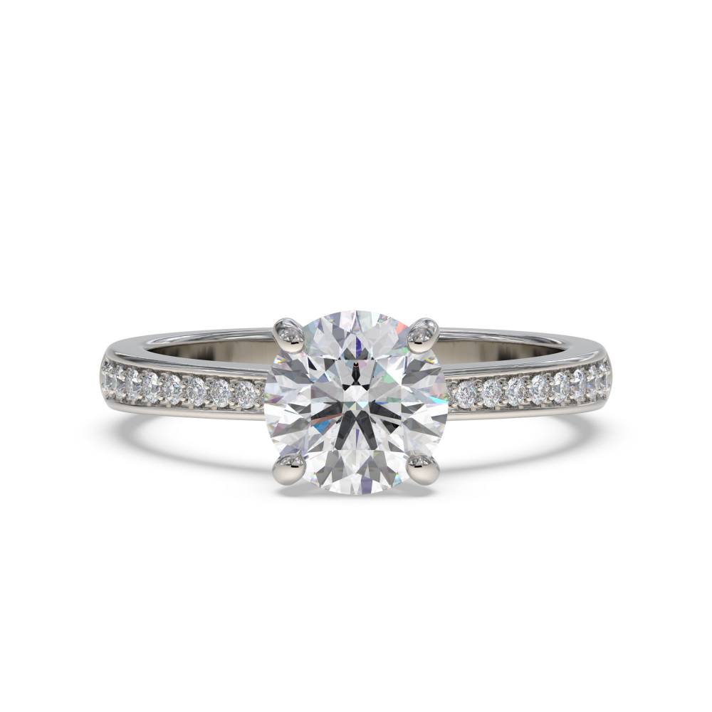 Round Diamond Shoulder Set Diamond Engagement Ring set in Platinum