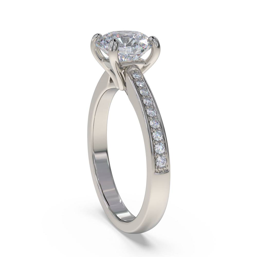 Round Diamond Shoulder Set Diamond Engagement Ring set in Platinum