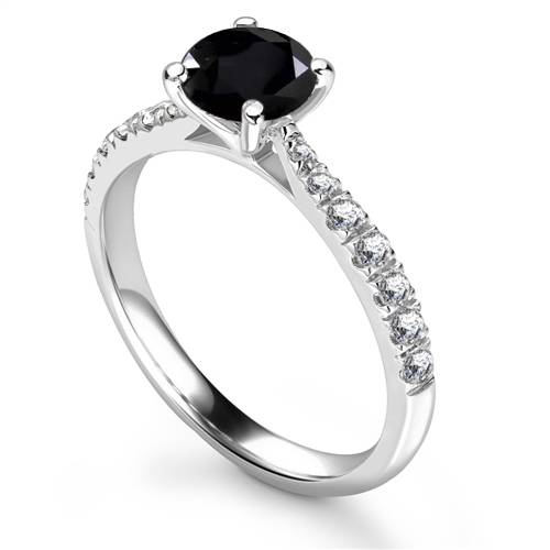 Round Black Diamond Shoulder Set Ring P