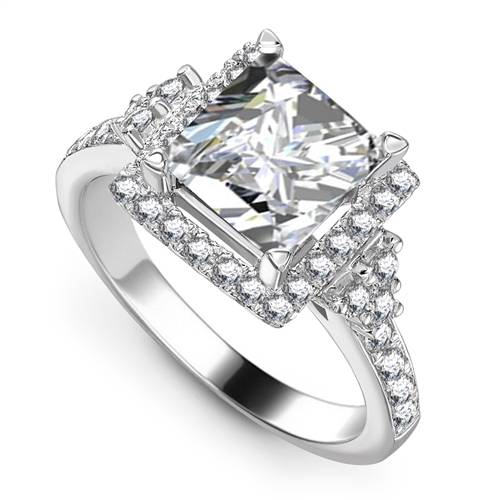 Princess Diamond Single Halo Designer Ring W