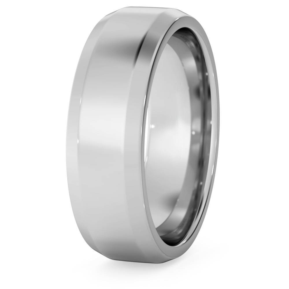 Bevelled Edge Wedding Ring - 6mm width,Siaze K1/2, Platinum