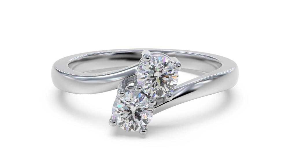 2 Stone Toi Et Moi Diamond Ring set in White Gold