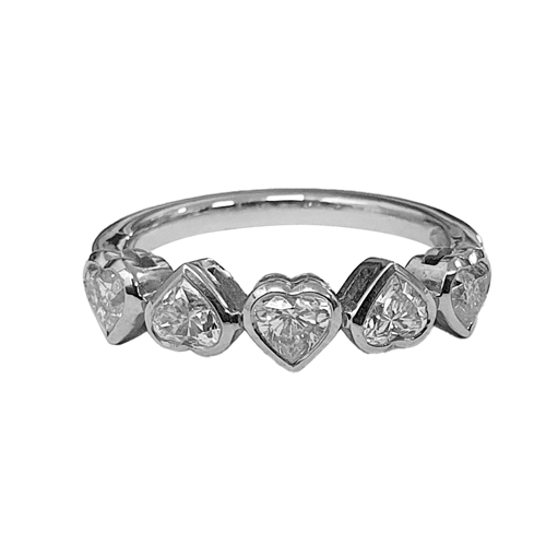 0.96ct VS/FG Heart Cut 5 Stone Diamond Ring