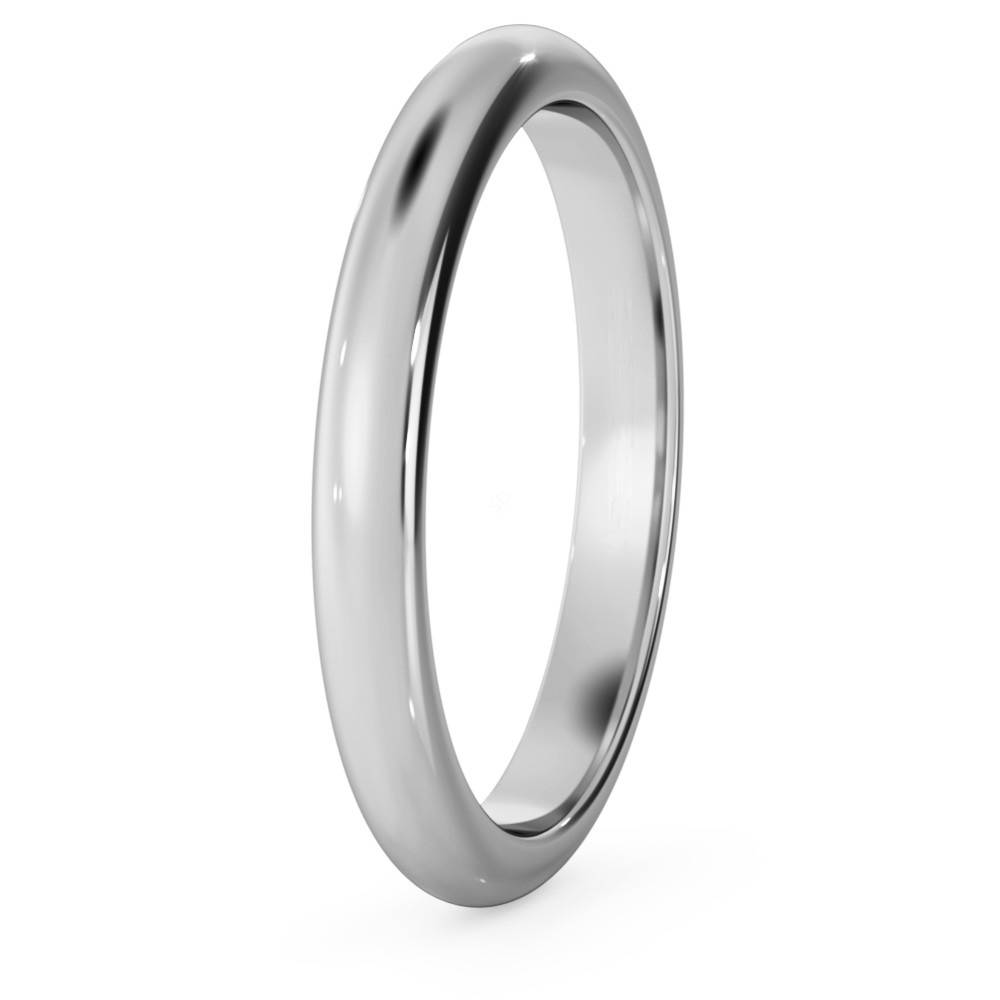 DHD25M D Shape Wedding Ring - 2.5mm width, Medium depth W