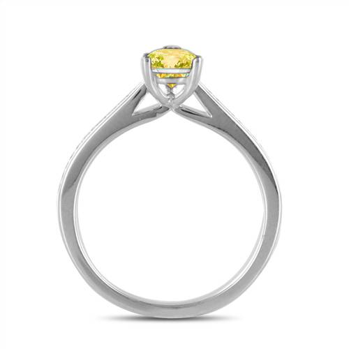 Fancy Yellow Oval Diamond Shoulder Set Ring P