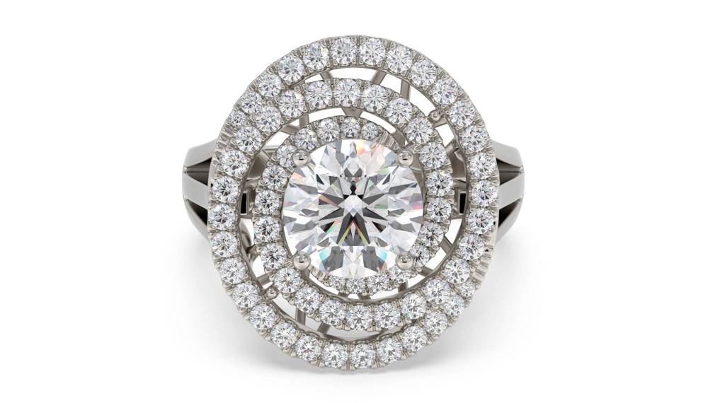 Round Diamond Designer Ring set in Platinum