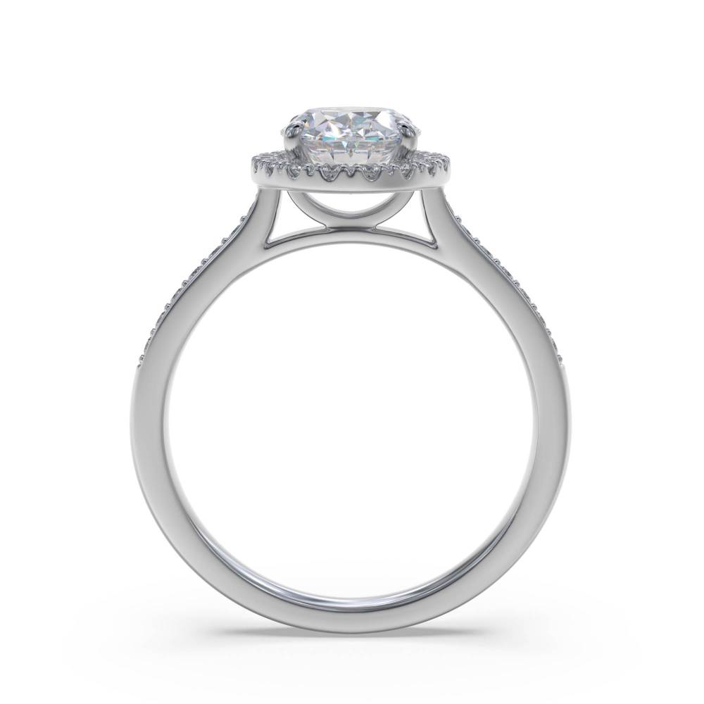 Oval Diamond Single Halo Shoulder Set Ring W