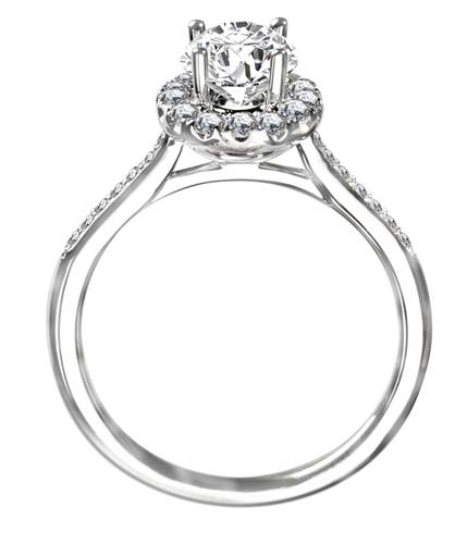 Oval Diamond Single Halo Shoulder Set Ring W