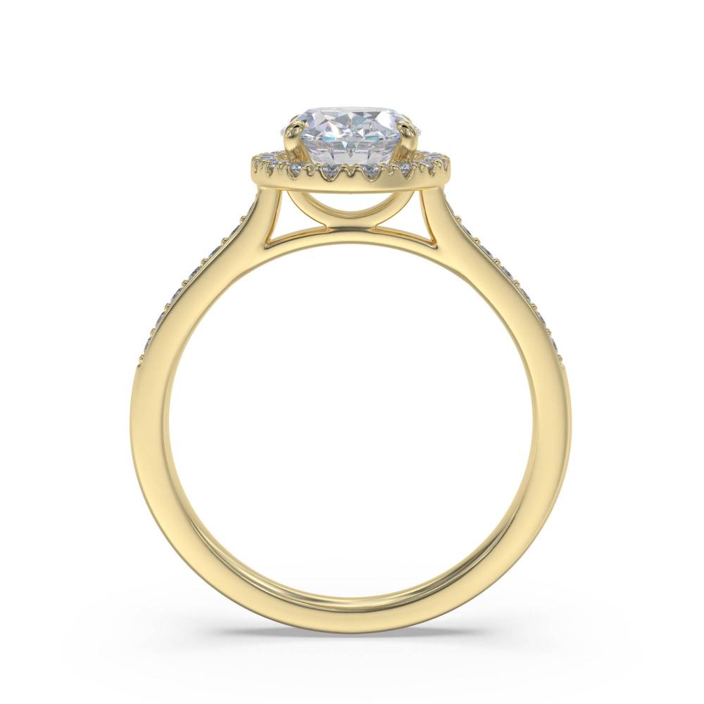 Oval Diamond Single Halo Shoulder Set Ring Y