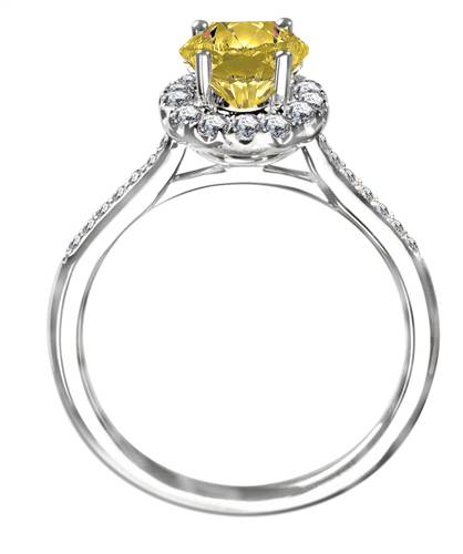 Fancy Yellow Oval Diamond Shoulder Set Ring P