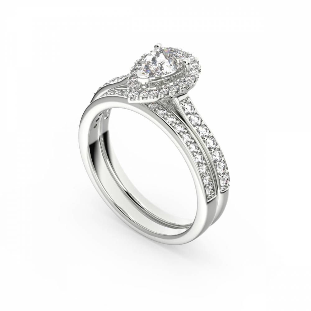 Pear Diamond Halo Bridal Set Image