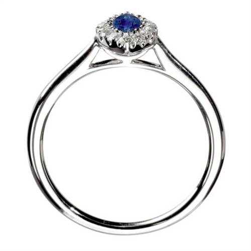 Marquise Blue Sapphire & Diamond Halo Ring W