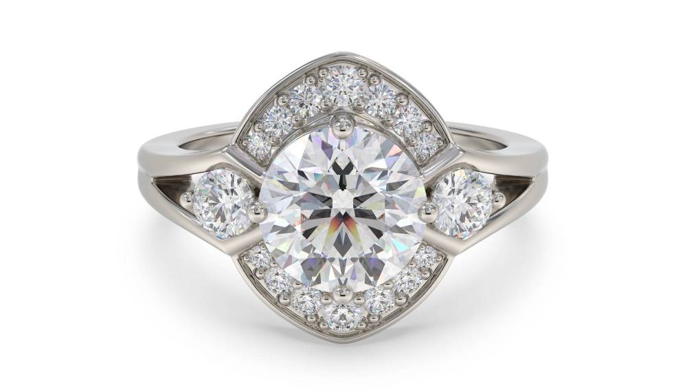 Round Diamond Designer Ring set in Platinum