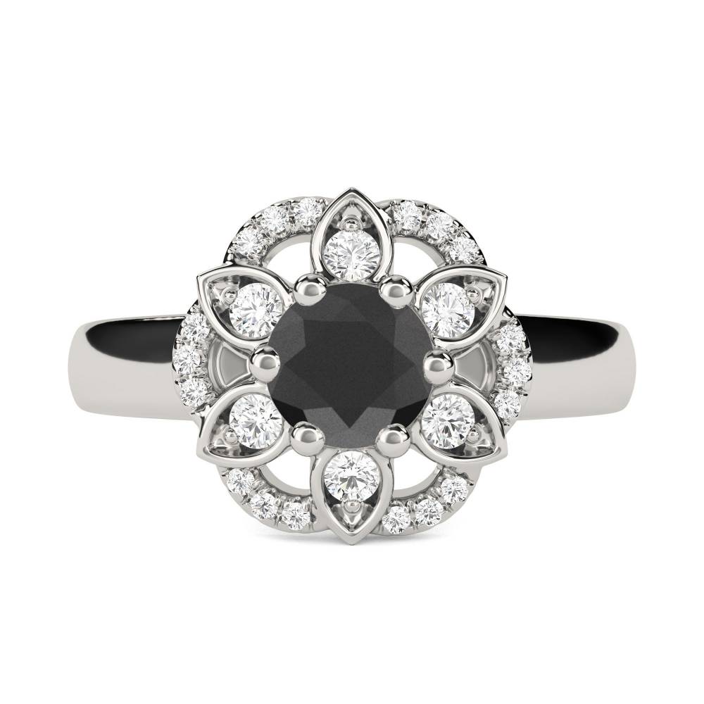 Round Black Diamond Wishbone Ring P