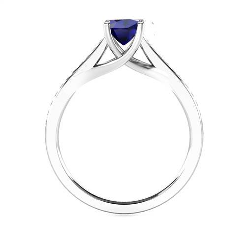 Emerald Blue Sapphire Diamond Shoulder Set Ring Image