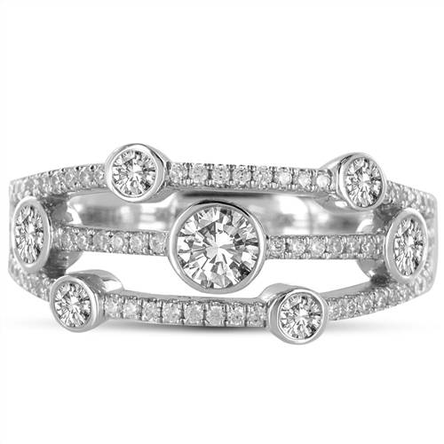 3 Row Round Diamond Bubble Dress Ring W