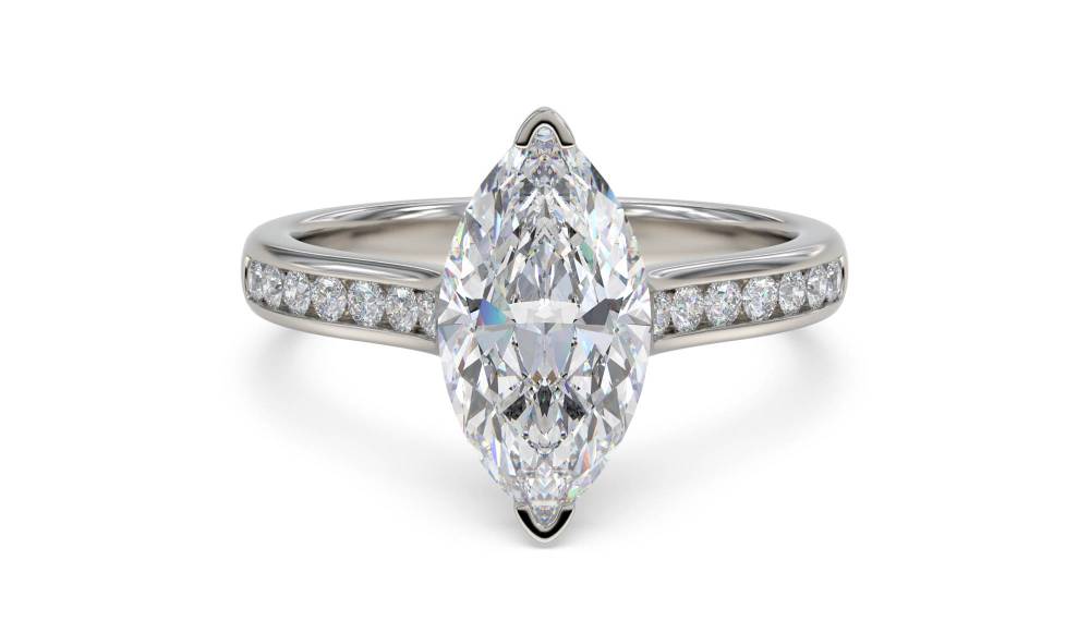 Marquise Diamond Shoulder Set Ring set in Platinum