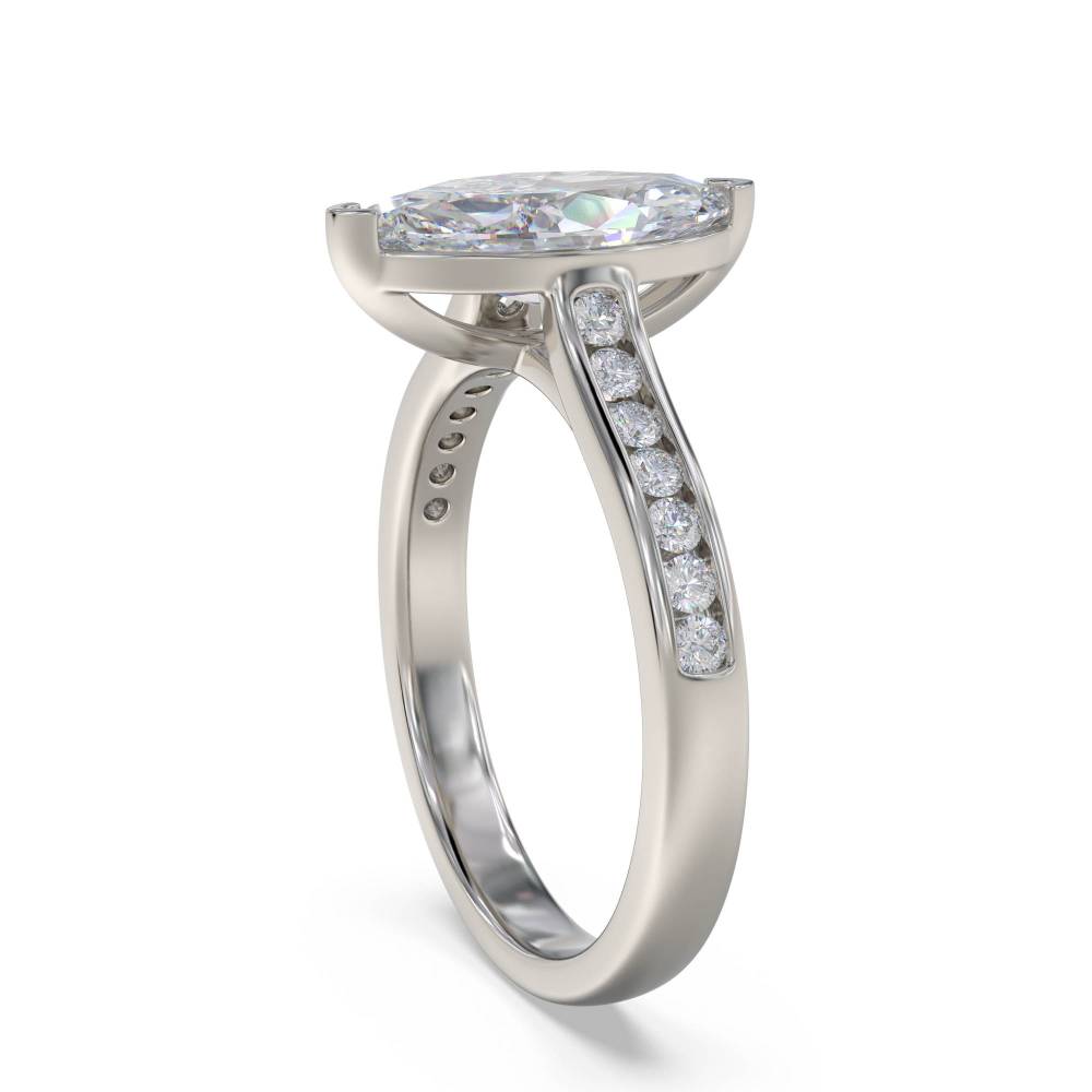 Marquise Diamond Shoulder Set Ring set in Platinum