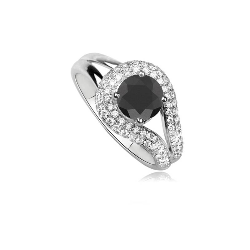 Round Black Diamond Wishbone Ring P