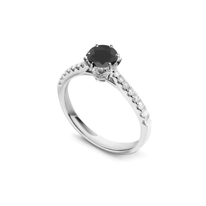 Black Diamond Shoulder Set Ring P