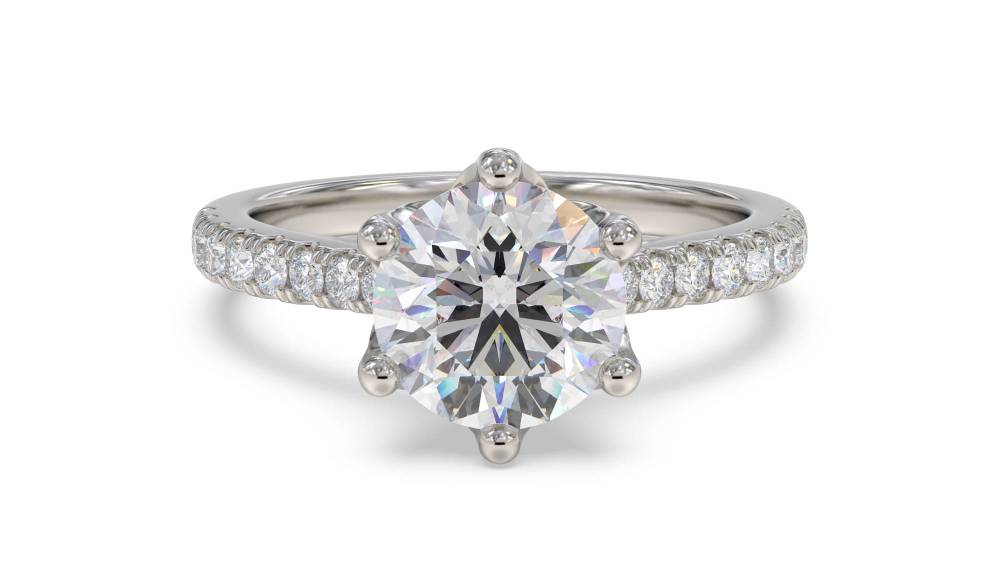 Round Diamond Shoulder Set Ring set in Platinum