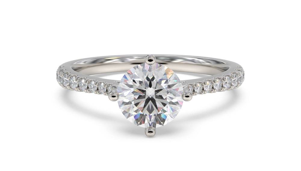 Round Diamond Shoulder Set Ring P