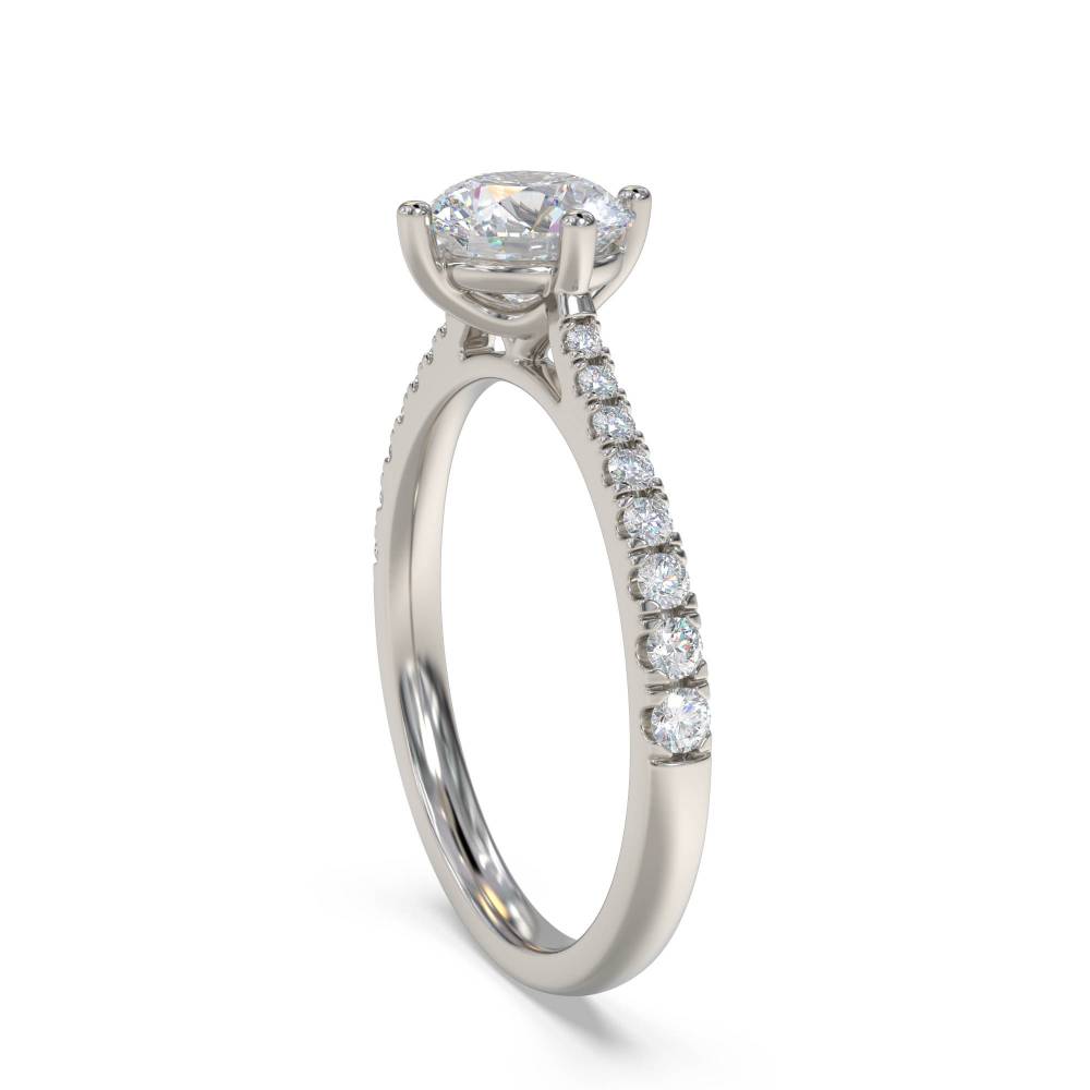 Round Diamond Shoulder Set Ring set in Platinum