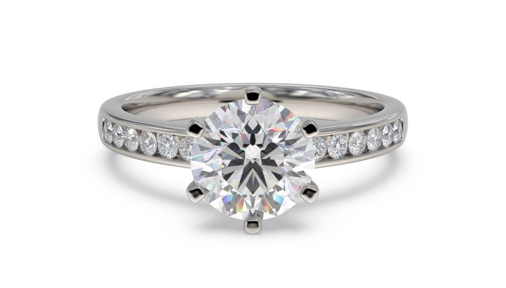 Round Diamond Shoulder Set Ring set in Platinum