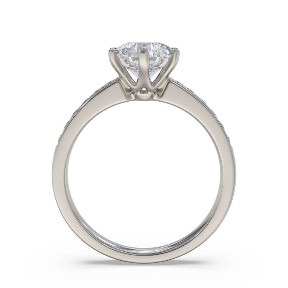 Round Diamond Shoulder Set Ring set in Platinum