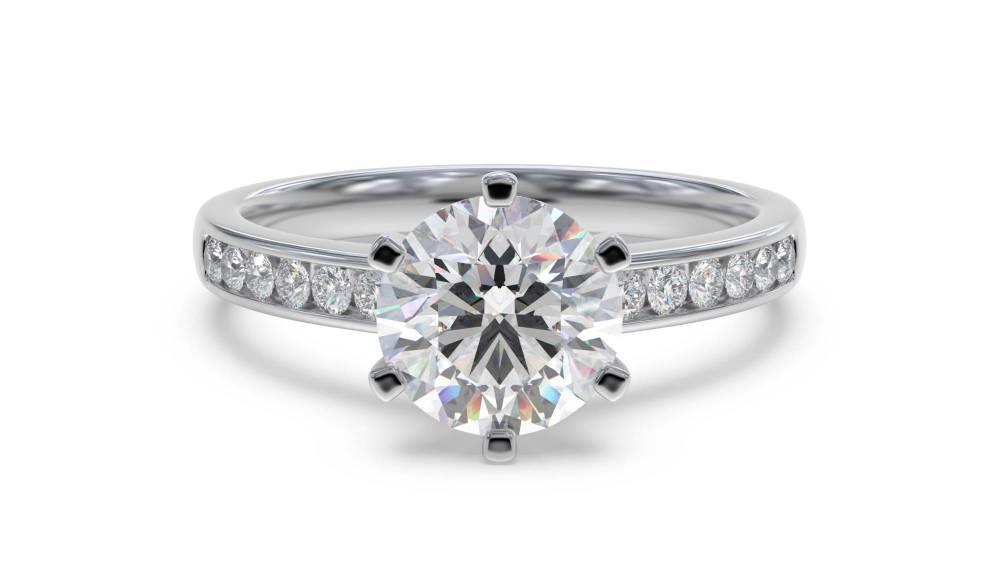 Round Diamond Shoulder Set Ring W