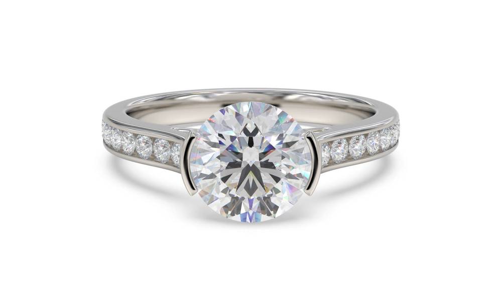 Round Diamond Shoulder Set Ring set in Platinum