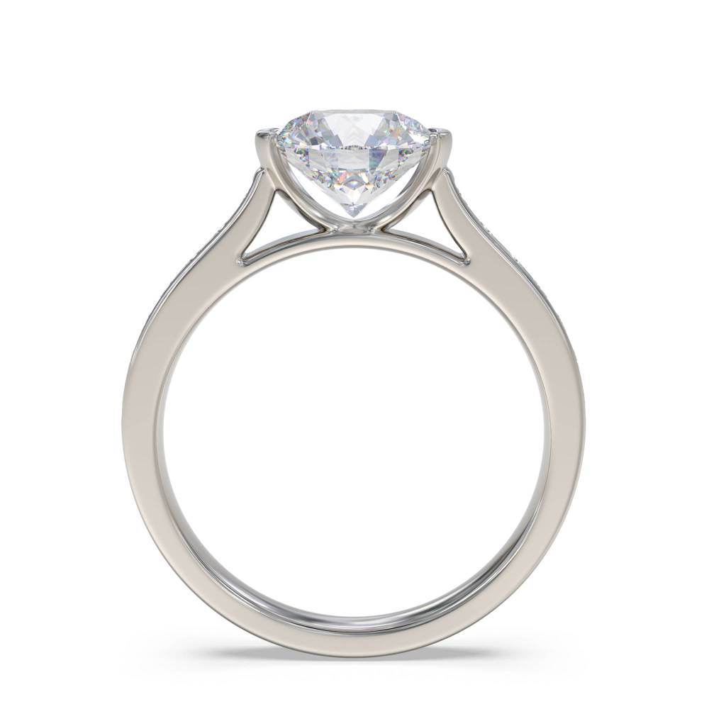 Round Diamond Shoulder Set Ring set in Platinum