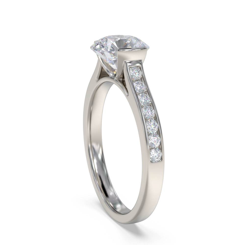 Round Diamond Shoulder Set Ring set in Platinum